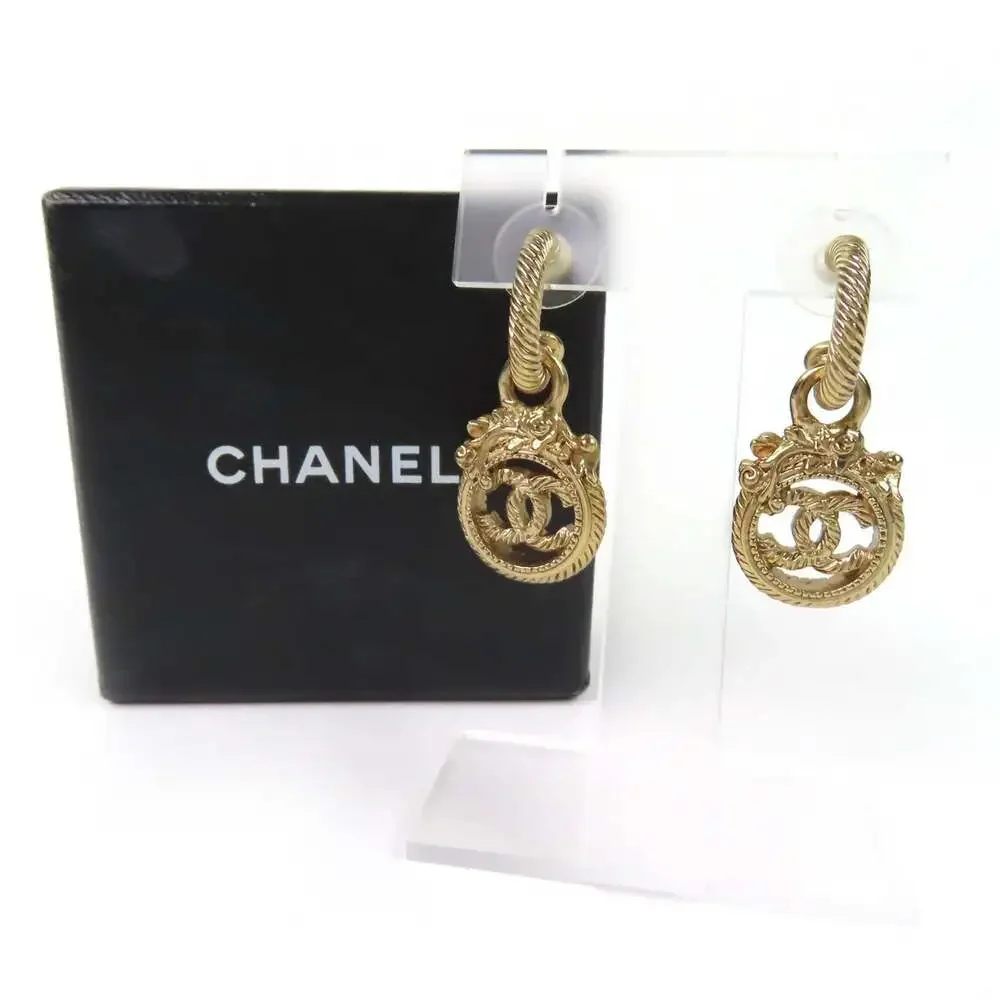 Chanel Cc Logo Earrings Metal Gold-Tone #250072C10B